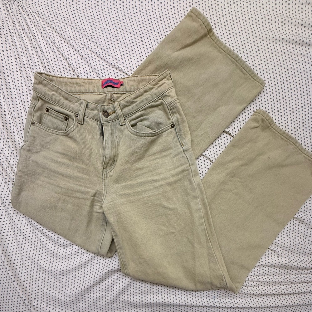Edikted Light Tan Washed Denim Jeans